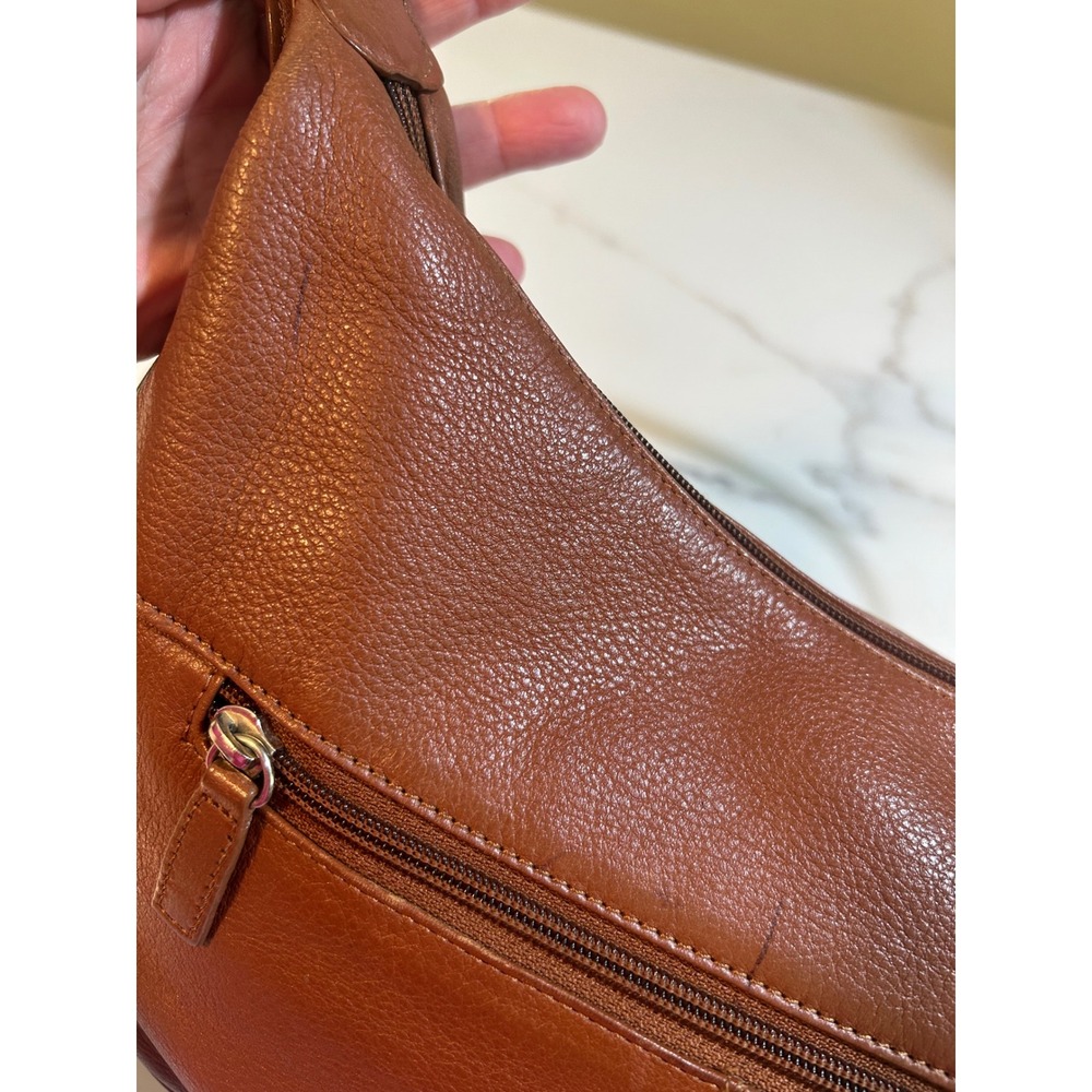 Stone Mountain Pebbled Leather HoboBag Cognac Brown Shoulder Purse Vintage Style - Picture 3 of 8